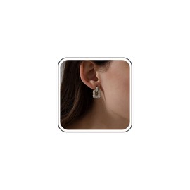 TseenYi Geometric Square Earrings Vintage Square Hammered Earrings Gold Chunky Geometric Drop Hoop Earrings Square Dangle Statement Earrings Jewellery for Women, Silver