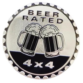 Beer Badge Rated Car Emblem,4x4 Metal Automotive Badge Compatible Jeep Wrangler Cherokee Round Auto Car Emblem Sticker 3D Decorative Sticker for Motorcycle Vehicles Bumpers Trucks