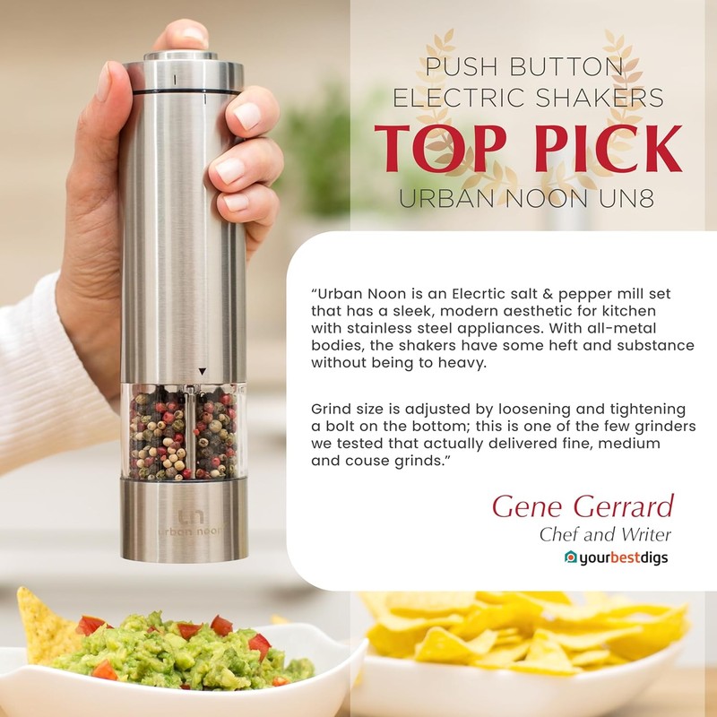 Electric Salt and Pepper Grinder - Battery Operated Stainless Steel