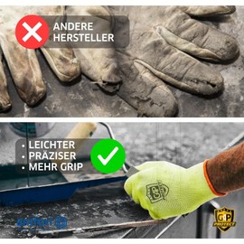G4P Micro Flex Neon - Arbeitshandschuhe mit PU-Beschichtung, 10 Paar Montagehandschuhe für Präzisions- & Installationsarbeiten, Touchscreenfähig, Gr. XL (Gr. 10), Farbe: Gelb