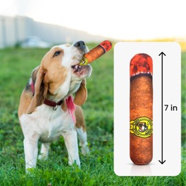 Vaulted Skulls & Co Dog Cigar Toy Small | Cigar Chew Toy Dogs | Dog Cigar Toy w/Squeaker | Pet Cigar Chew Toy | Small | 7"
