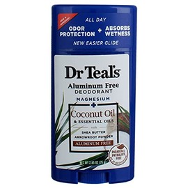 Dr Teal's Desodorante libre de aluminio, aceite de coco, sin parabenos ni ftalatos, 2.5 onzas, paquete de 2