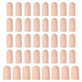 PATIKIL Finger Covers Cots, Silicone Finger Tips Protectors Gloves Breathable Fingertip Caps Reusable with Air Holes for Dry Skin Finger Cracking, 1.77x0.67inch, 1.77x0.94inch, 40 Pcs