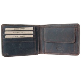 Strong Genuine Leather Wallet Wild Hunters Club Ganzes Made of Strong Cowhide Leather, brown, Casual