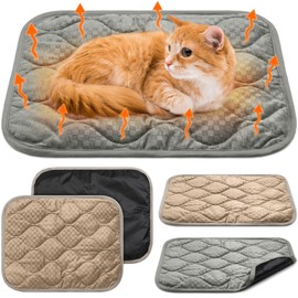 Tujoe 4 Pack Self Warming Cat Mat Self Heating Cat Pad Warm Thermal Pet Bed Washable Dog Crate Pad Body Heat Dog Bed Mat Blanket Non Slip Bottom for Outdoor Indoor Pets