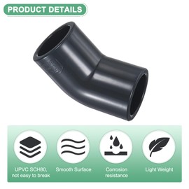 M METERXITY 4-Pack 45 Degree Adapter Connector, 3/4" Socket UPVC Pipe Fitting Elbow, Schedule 80, 45 Degree PVC Elbow Pipe Fitting Connector for Water Line [Grey]