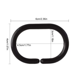 Black Shower Curtain Hooks, 24pcs Plastic Shower Curtain Rings, C Rings Hook Hanger for Bathroom Shower Window Rod