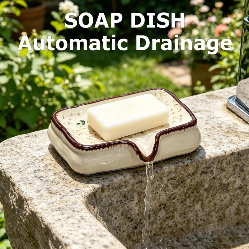 Ceramic Non-Slip Soap Holder with V-Drainage