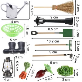 Lowats Dollhouse Garden Accessories 12 Pieces Miniature Garden Tool Miniature Dollhouse Garden Tools Micro Landscape Mini Garden Decoration Set Dollhouse Garden Miniature Decoration Miniature Garden