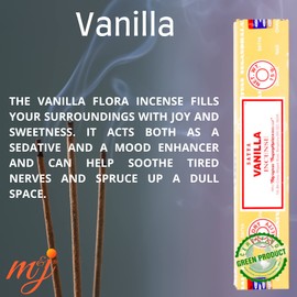 Original Satya Nag Champa Vanilla Incense Sticks | with M&J incense sticks holder | x4 pack | for Aromatherapy, Spa, Yoga, Weddings, Meditation, Healing, Positivity and Relaxation