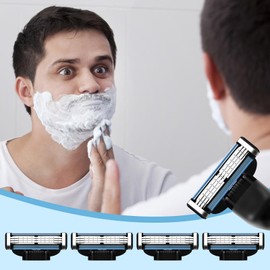 Razor Blade Refills for Men - 24PCS Compatible with Mach3 Razors, Dual Lubrication Blades for Extra Close & Comfortable Shave