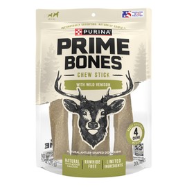 Purina Prime Bones Made in USA Facilities Limited Ingredient Medium Dog Treats, Chew Stick With Wild Venison - 4 ct. Pouch