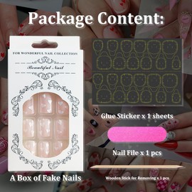 White Heart Press on Nails Short Square Valentines Nails 24pcs Nude Fake Nails with Glue Glossy Acrylic Nails Supply Valentines Day Heart Nails Stick on Nails for Women and Girls