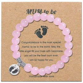 Jewanfix bracelet blessing gift for new mothers, the first Mother’s Day after childbirth, a footprint pendant bracelet for new parents, expectant mothers, 9, Wax Rope, no gemstone