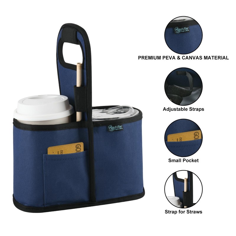 Beautyflier Drink Carrier with Handle for Delivery Reusable Insulated Coffee