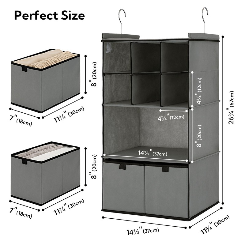 GRANNY SAYS 4-Shelf Hanging Closet Organizer with Drawer, Foldable Storage
