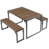 SHA CERLIN 3-Piece Dining Table Set with 2 Benches, Rustic