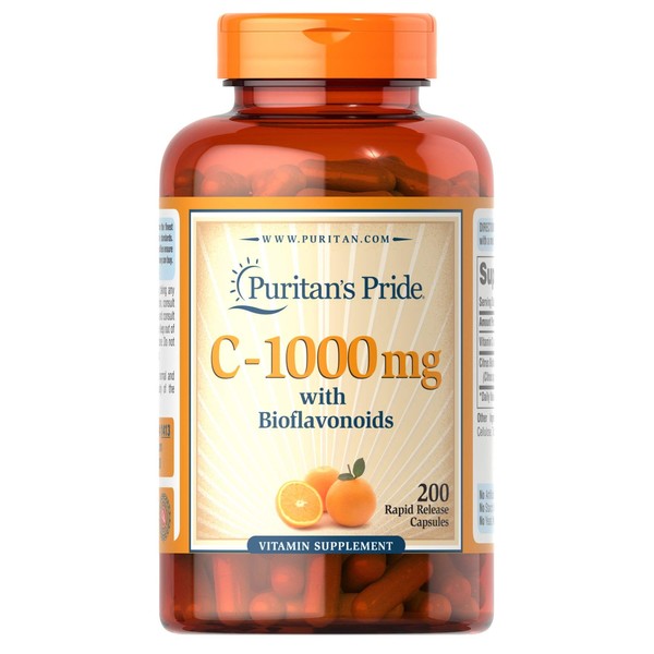 Puritan's Pride Vitamin C with Bioflavonoids for Immune System Support & Skin Health Capsules