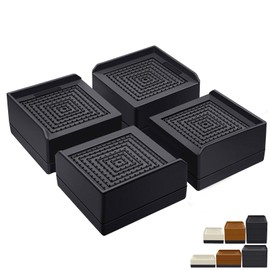 ANNKUT Bed Risers 1.5 inch, Pack of 4 Furniture Riser Heavy Duty，Desk Table Sofa Couch Lifts, Black Adjustable Risers(Square)