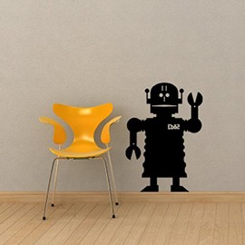 Robot Chalkboard Wall Decal - 28" tall x 20" wide