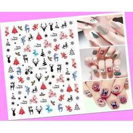 Christmas Santa Snow Snowman Reindeer Bear Penguin 3D Nail Sticker Wg396 for Nails Design Nail Art Stickers Decals Supplies Manicure Tips Sticker Colorful for Nail Decorations