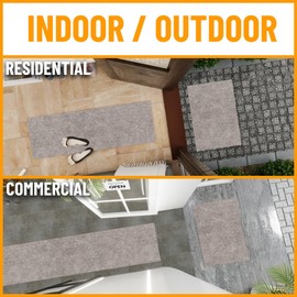 Ottomanson Solid Design Non-Slip Rubberback 3x24 Indoor/Outdoor Runner Rug for Hallway, Kitchen, Living Room, Garage, Patio, 3' x 24', Beige