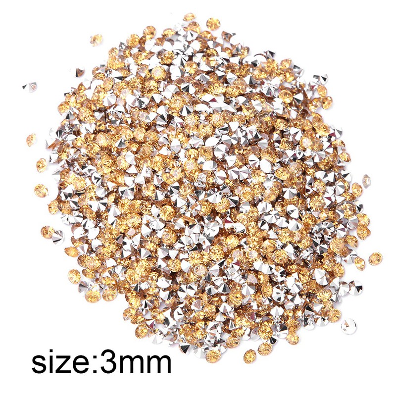 Diamond with Silver Plate Bottom Pointed Decoration Diamond 3mm(Golden with