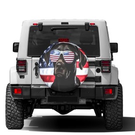 KiuLoam Patriotic Black Lab Spare Tire Cover Polyester Universal Sunscreen Waterproof Wheel Covers for Trailer RV SUV Truck and Many Vehicles (15" for Diameter 27"-29")