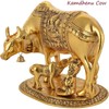 CRAFTVILLA Kamdhenu Cow with Calf & Krishna Gold Colour,Brass,Home Decorative
