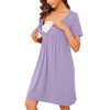 Ekouaer Nursing Nightdress Women's Short Sleeve Maternity Nightdress with Button