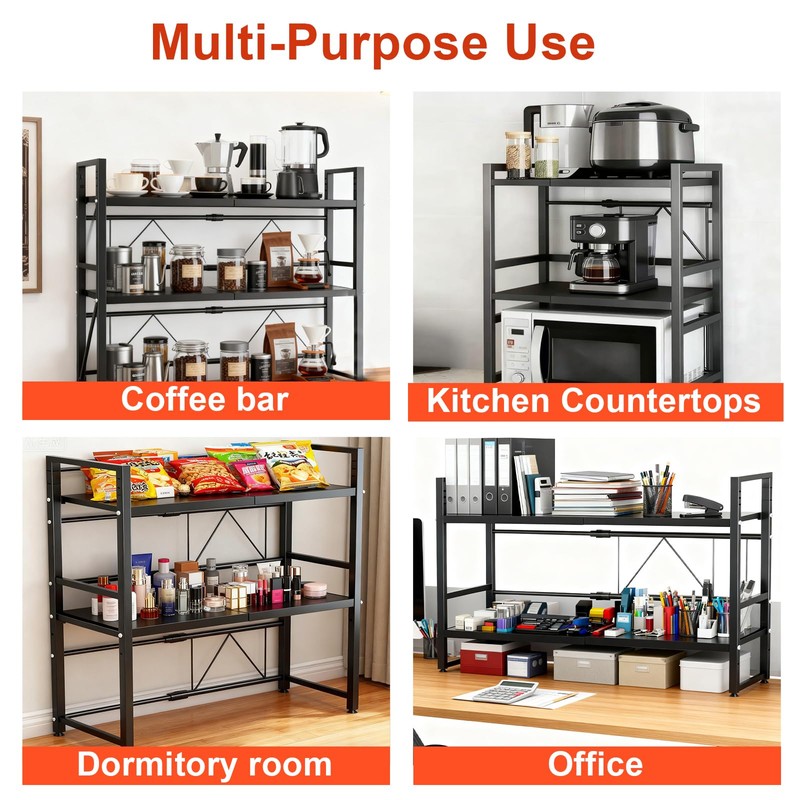 Microwave Oven Rack, Expandable Microwave Stand Countertop Shelf Heavy Duty