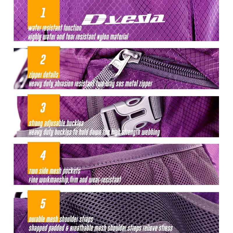 Dveda - Mochila ligera plegable de 35 l, impermeable, duradera,