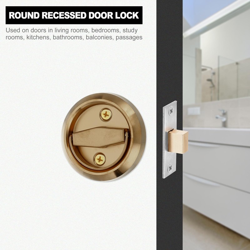 PATIKIL Round Recessed Door Lock, Stainless Steel 304 Hidden Recessed