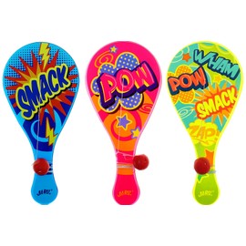 JA-RU Paddle Ball with String (Pack of 3) | Vintage Retro Toys Paddle Ball Set | Party Favor Prizes Toys | Indoor and Outdoor Toy, for Girls and Boys | Item #1994-3s