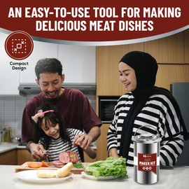 Tuauoe Meat Press Mold for Deli Meats, Stainless Steel Ham Press Mold with Thermometer & Silicone Kitchen Mittens for Making Homemade Healthy Deli Poultry Patty, Funny Kitchen Gift for Women and Men