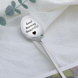Girlfriend Wife Anniversary Birthday Gifts for Her Women Mum Grandma Christmas Retirement Gift for Women Her Coffee Tea Lover Gifts for Tea Coffee Lovers Women Good Morning Beautiful Spoon