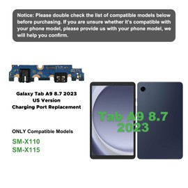Charging Port Replacement Kit Compatible with Galaxy Tab A9 8.7 2023, Dock Board USB-C Connector for Tab A9 8.7 2023 SM-X110, SM-X115 Tablet, with Repair Tools