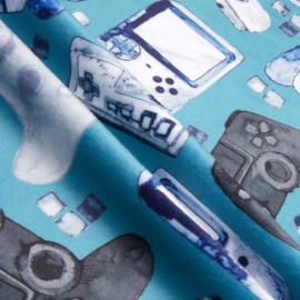 Shannon Minky Digital Cuddle Gamer Teal, Fabric by The Yard