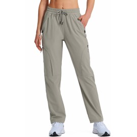 Women's Hiking Pants Quick Dry Lightweight Cargo Pants UPF 50 Water Resistant Zipper Pockets for Golf Travel Work Camping Khaki