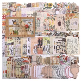 200 Pieces Scrapbooking Sticker Set, 120 Flowers Plants Craft Paper 80 Washi Stickers Scrapbook Accessories Decoration Aesthetic Vintage for Journaling Photo Album Scrapbook Calendar Notebook