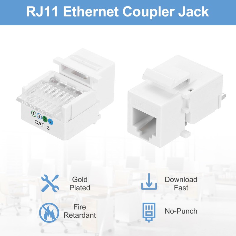 sourcing map 2 Pack RJ11 Cat 3 Telephone Jack, Cat3