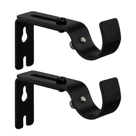 Curtain Rod Bracket, 1 inch Curtain Rod Holders Set of 2, Adjustable Curtain Rod Brackets for Wall, Black
