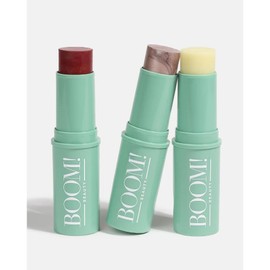 Boomstick Trio ® Color 3 Pack Cream Blush Makeup, Color Blush Stick, Highlighter Stick & Moisturizer for Cheeks, Eyes & Lips, Blendable Vegan Boom Sticks by Cindy Joseph for Older Women, BOOM Beauty