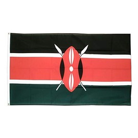 JumpingLight 3x5 Kenya African Shield Spears Maasai Swahili Flag 3x5 Banner Brass Grommets - Quality Flags