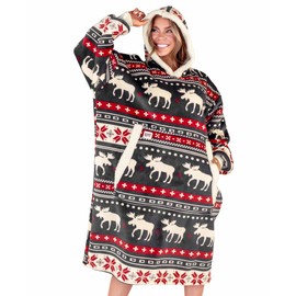 LazyOne Oversized Blanket Hoodie, Comfortable Sleepwear, Oversized Hoodies for Women and Men, One Size Fits All Wearable Blankets (Cabin Fair Isle)