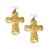 Hammered Metal Alloy Cross Earrings (Gold)