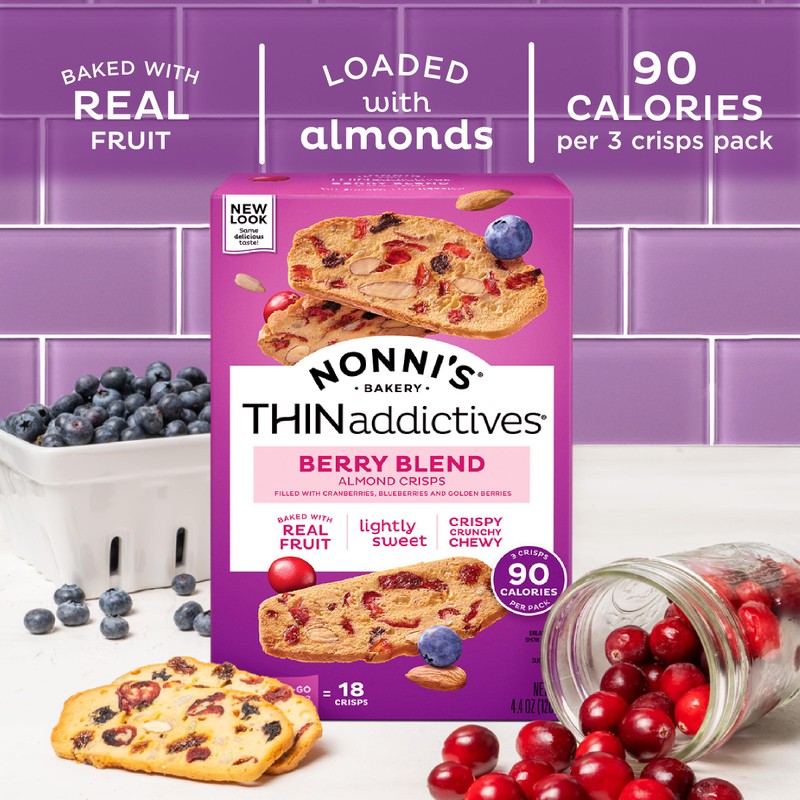 Nonni's THINaddictives Almond Thin Cookies - Berry Blend Almond Cookies