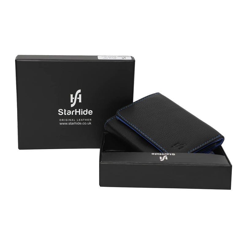 STARHIDE Ladies RFID Blocking Compact Genuine Leather Small Wallet with