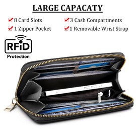 ZAYOKO Women's Leather Purse with RFID Blocking, Small Purse with Zip and Press Stud, E-mint green, rfid wallet