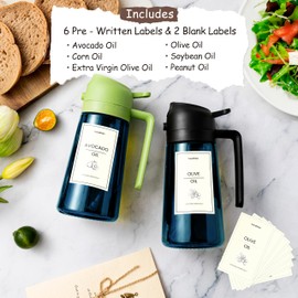 TrendPlain 16oz/470ml Blue Glass Olive Oil Sprayer for Cooking - 2 in 1 Olive Oil Dispenser for Kitchen Gadgets, Air Fryer, Salad, and BBQ - Black & Green